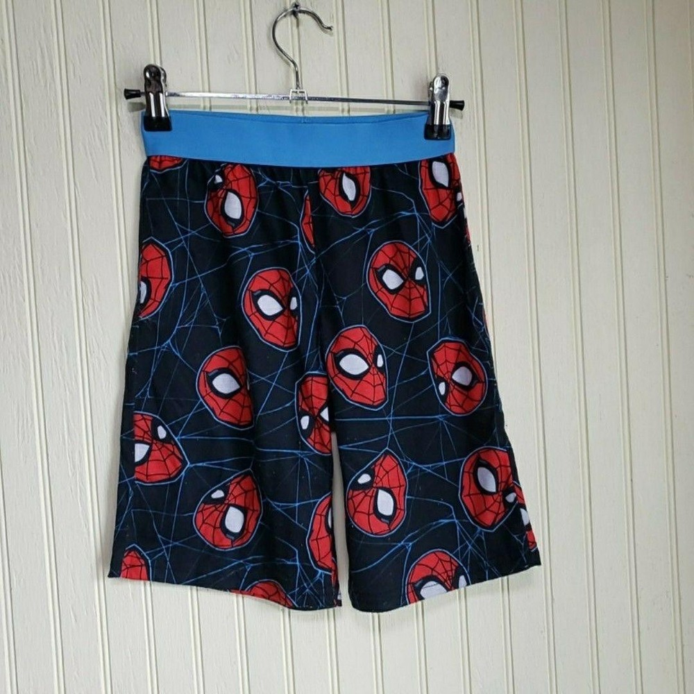 Marvel Spider-Man Sleep Shorts Boys 8 Black Flame Resistant Jersey Sleepwear